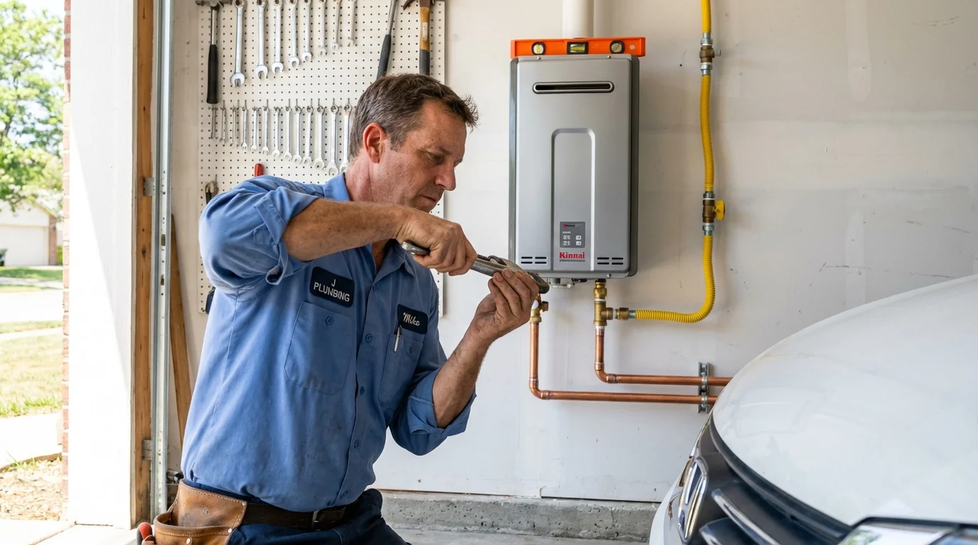 Tankless water heater installation by a Johns Plumbing LLC plumber in Butner